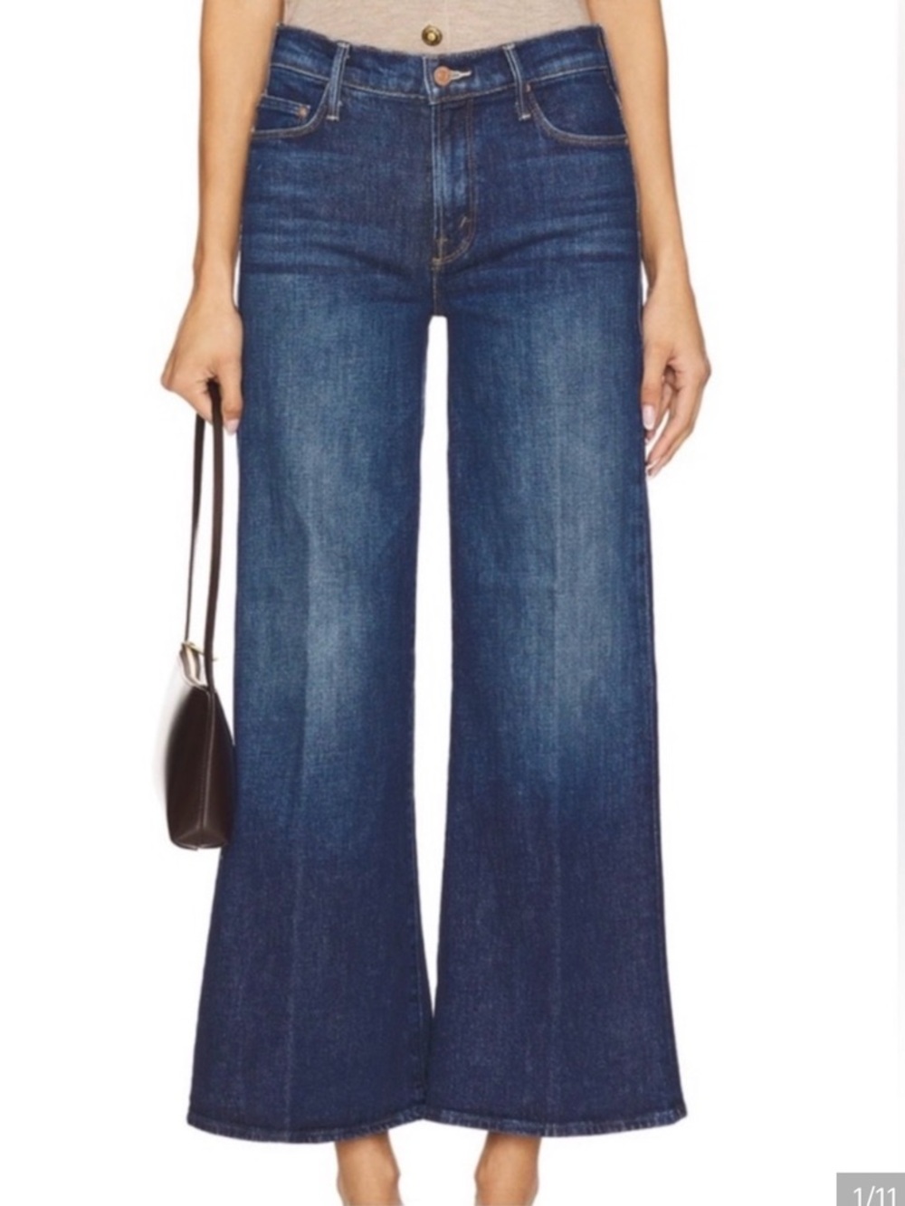 MOTHER Dark Blue Wide-Leg Jeans